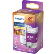 Philips LED Leuchtmittel dimmbar, warmweiß, 80 Watt, GU10