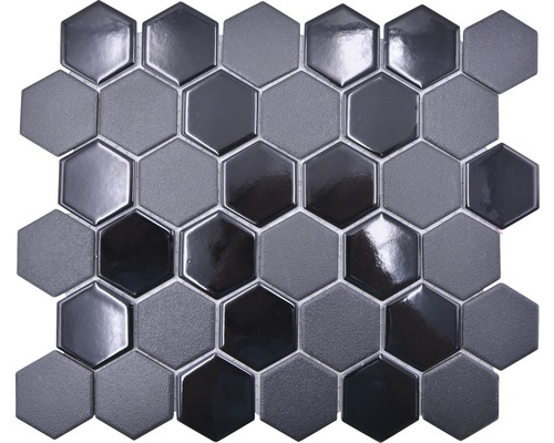 Keramikmosaik Hexagon HX09059 32,5x28,1 cm schwarz Mosaikfliese mit sechseckigem Muster
