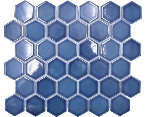 Keramikmosaik Hexagon HX 530 32,5x28,1 cm blaugrün Mosaikfliese mit sechseckigen Elementen