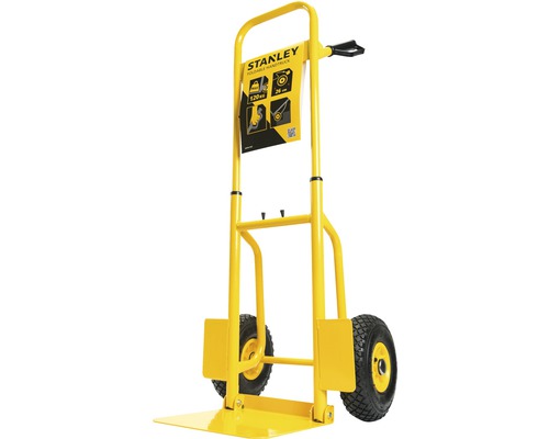 Gelbe Sackkarre mit einer maximalen Tragfähigkeit von 120 Kilogramm.