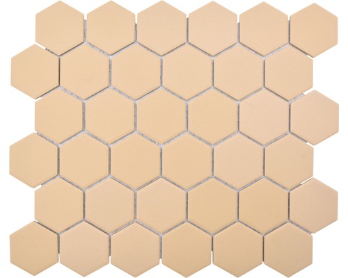 Keramikmosaik Hexagon HX AT57 32,5x28,1 cm ockerorange Mosaikfliese mit sechseckiger Form