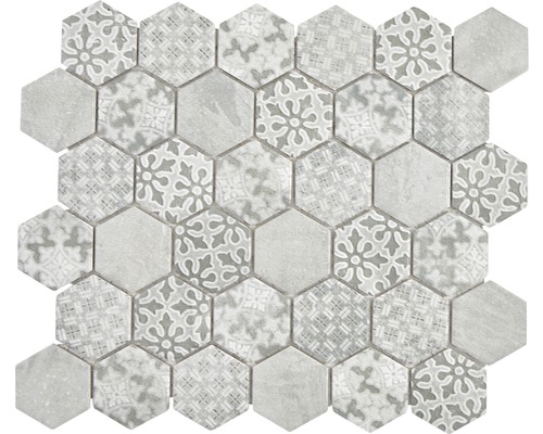 Keramikmosaik Hexagon HX Curio G 32,5x28,1 cm grau