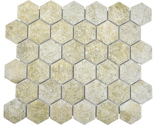 Keramikmosaik Hexagon HX Curio GB 32,5x28,1 cm beige Mosaikfliesen aus Naturstein in Hexagonform