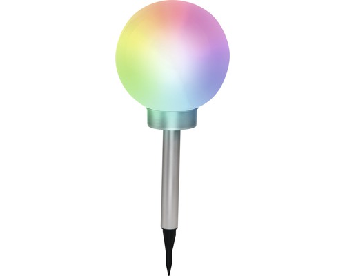 LED Solarkugel Farbwechsler RGB/weiß IP44 mit Erdspieß warmweiß edelstahlfarben weiß Ø 200 mm