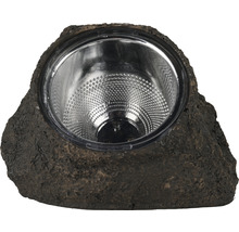 Gartenleuchte im Steindesign mit Glaseinsatz