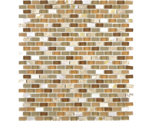 Glasmosaik mit Naturstein Crystal XCM B15S 31,0x28,5 cm beige Mosaikfliese mit Glas- und Natursteinelementen