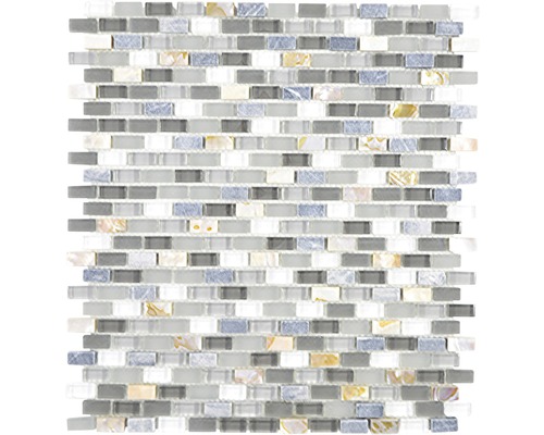 Glasmosaik mit Naturstein Crystal XCM B17S 31,0x28,5 cm grau Mosaikfliese mit Glas- und Natursteinelementen
