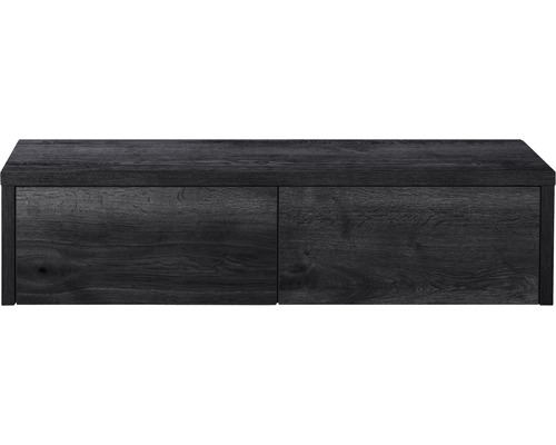 Waschbeckenunterschrank Sanox Bloxx 35x140x45 cm mit Waschtischplatte black oak Dunkler Holzunterschrank mit zwei Türen