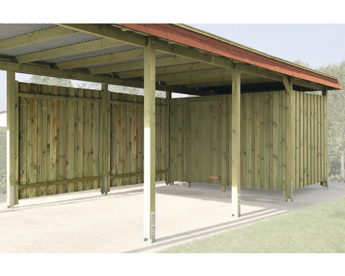 Geräteraum weka für Carports 288x199 cm kesseldruckimprägniert Überdachter Holzunterstand mit Tür und Seitenwänden für den Außenbereich