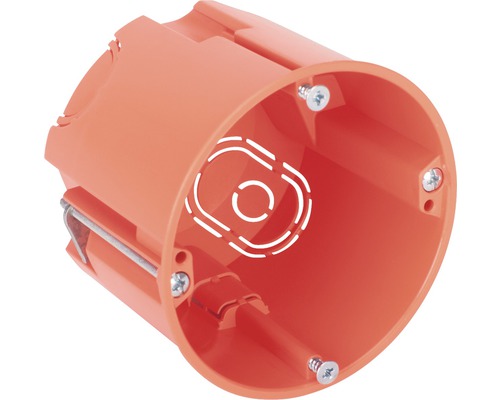 Hohlwandschalterdose orange 68 x 47 mm Elektrische Einbaudose mit Schrauben und Ausbrechöffnungen