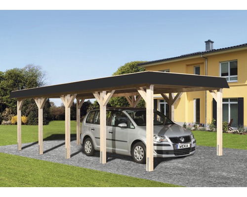 Einzelcarport weka Flachdach 615 Gr.2 337x832 cm natur