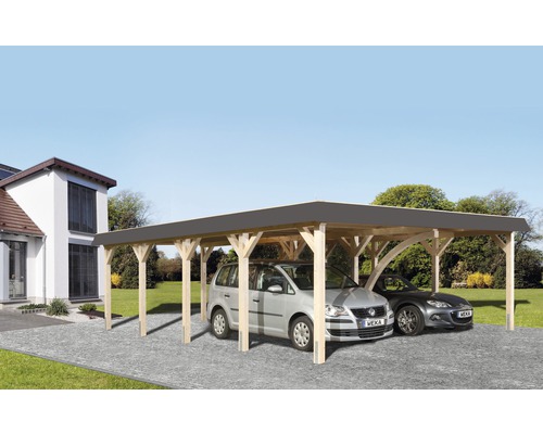 Doppelcarport weka Flachdach 615 Gr.2 622x832 cm natur