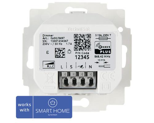 TechniSat Dimmer-Einsatz mit Repeater Funktion geeignet für Busch-Jaeger Duro 2000 - Kompatibel mit SMART HOME by hornbach