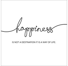 Dekoration mit dem Schriftzug Happiness is not a destination it is a way of life