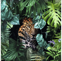Dekoratives Wandbild mit Leopardenmotiv und Dschungelpflanzen