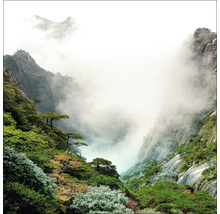Landschaft mit Bergen und Nebel