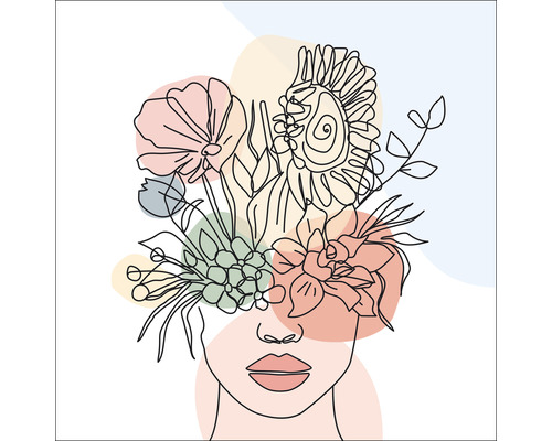 Glasbild Line art flowers I 30x30 cm