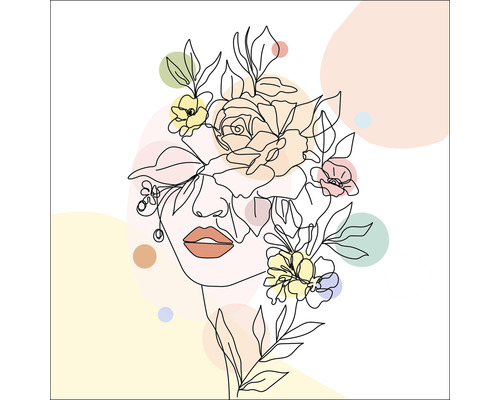 Glasbild Line art flowers II 50x50 cm