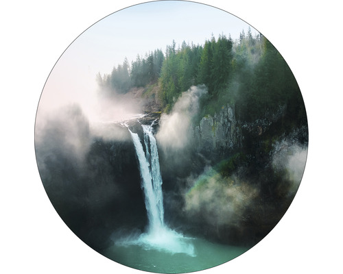 Glasbild rund Misty waterfall I Ø 20 cm
