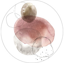 Abstrakte Illustration mit Kreisen und Punkten in Aquarelloptik