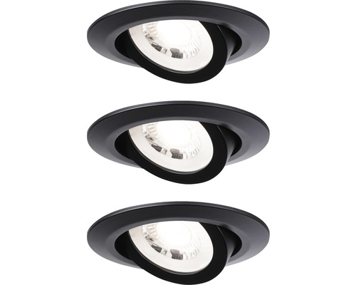 LED Einbauleuchte Paulmann EBL 4,8 W 450 lm 3000 K 3 -flammig Ø 82 mm schwarz IP 20 3 Stück