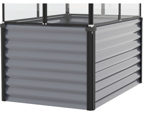 Hochbeet klassisch, Unterbau Gaia Jumbo 121,7 x 83,1 x 65 cm granit-schwarz Hochbeet aus Metall mit Aufsatz