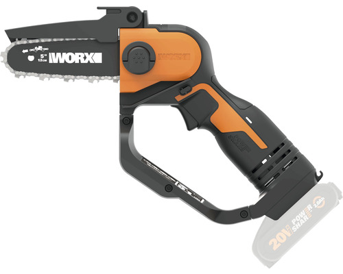 Akkubetriebene Minikettensäge für den Garten