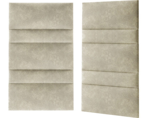 Zwei gepolsterte Wandpaneele mit rechteckiger Form und horizontalen Ziernähten.