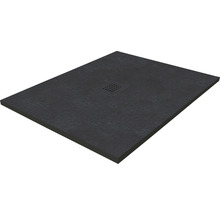 Schwarze Duschwanne mit Ablauf