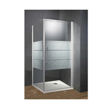 Drehtür mit Seitenwand Schulte ExpressPlus Alexa Style 2.0 900x900x1920 mm Dekorglas Depoli Light aluminium mit schmutzabweisender Glasbeschichtung