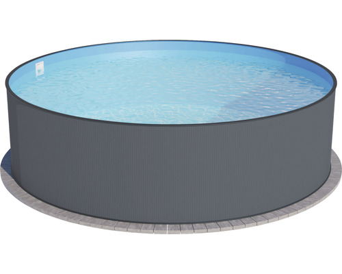 Aufstellpool Stahlwandpool-Set Planet Pool rund Ø 350x120 cm inkl. Sandfilteranlage, Einbauskimmer, Leiter, Filtersand & Anschlussschlauch grau