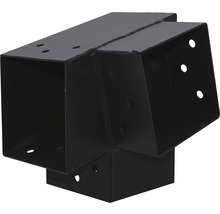 Schwarzer Pfostenverbinder für Holzkonstruktionen mit mehreren Löchern