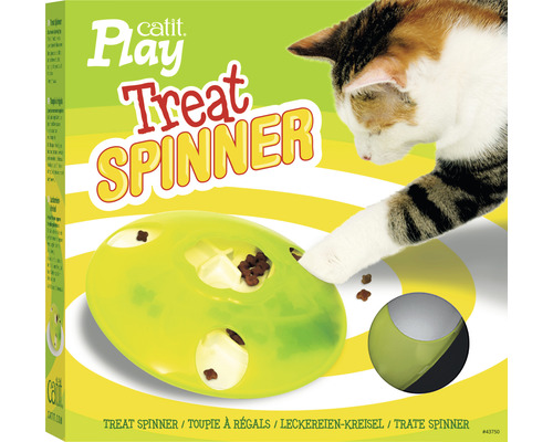 Katzenspielzeug, Futterstelle Catit Snack Karussel 18,5 x 5,5 x 18,5 cm grün-gelb Catit Play Treat Spinner Intelligenzspielzeug für Katzen in der Verpackung