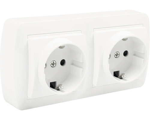Doppelsteckdose MUR66U 16 A 250 V aufputz weiß Doppelsteckdose für die Wandmontage