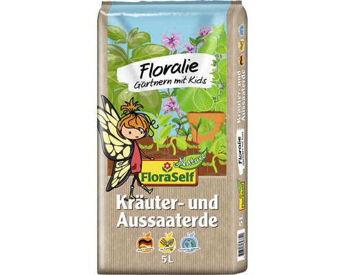 Kräuter- und Aussaaterde FloraSelf Floralie-Gärtnern mit Kids 5 L