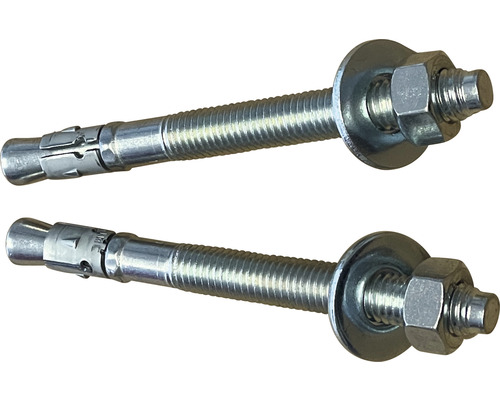 Dübel Bolzenanker Soluna Ø 12 x 124 mm Stahl 6 Stück Zwei Bolzenanker mit Gewinde, Unterlegscheibe und Mutter