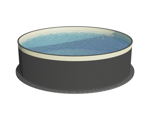Aufstellpool Stahlwandpool Planet Pool rund Ø 300x120 cm ohne Zubehör anthrazit mit Overlap-Folie sand