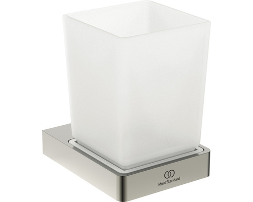 Zahnputzbecher Ideal Standard Conca Cube mit Halter silber