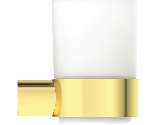 Zahnputzbecher mit goldfarbener Halterung