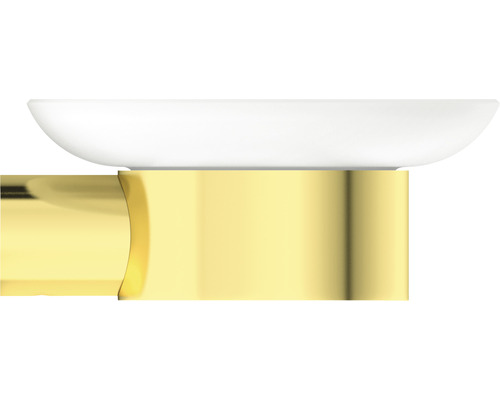 Seifenschale mit goldfarbener Halterung zur Wandmontage