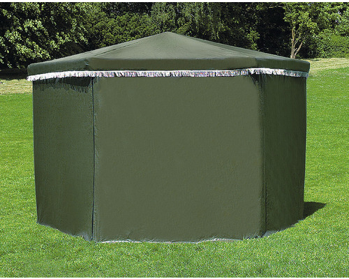 Sechseckiger Pavillon auf einer Wiese