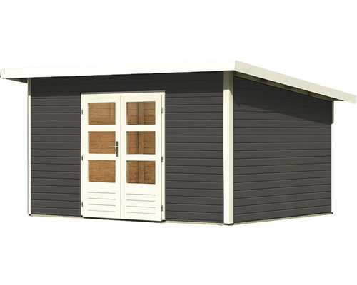 Holzgartenhaus mit Doppeltür und Fenstern