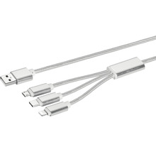 USB-Kabel mit Micro-USB-, USB-C- und Lightning-Anschluss