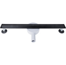 Duschrinnen-Set Differnz 70x30x700 mm edelstahl schwarz mit Flansch