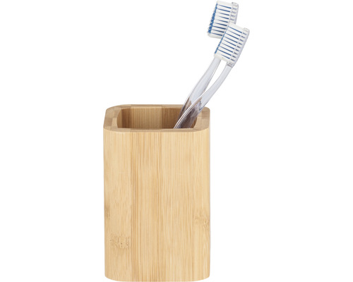 Zahnbürstenhalter aus Bambus mit zwei Zahnbürsten