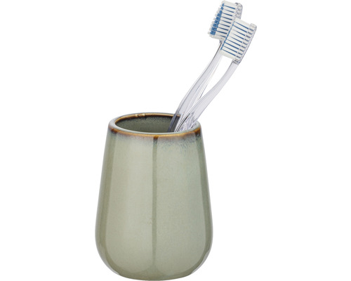 Keramik Zahnputzbecher mit zwei Zahnbürsten