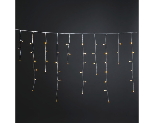 LED Eisregenvorhang gefrostet 30V Konstsmide 5 m + 10 m Zuleitung 200 LEDs Lichterfarbe bernstein Lichterkette mit Eiszapfen-Design zur Dekoration