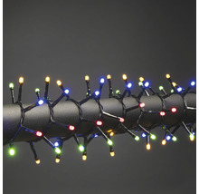 Lichterkette mit bunten LEDs auf schwarzem Kabel