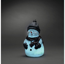 Dekorativer Schneemann mit Mütze und Schal als Leuchtfigur