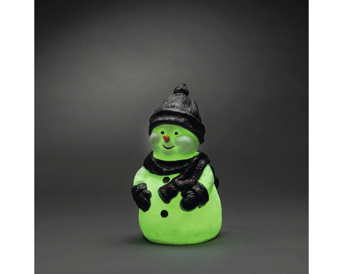 Leuchtender Schneemann mit Mütze und Schal als Dekoration